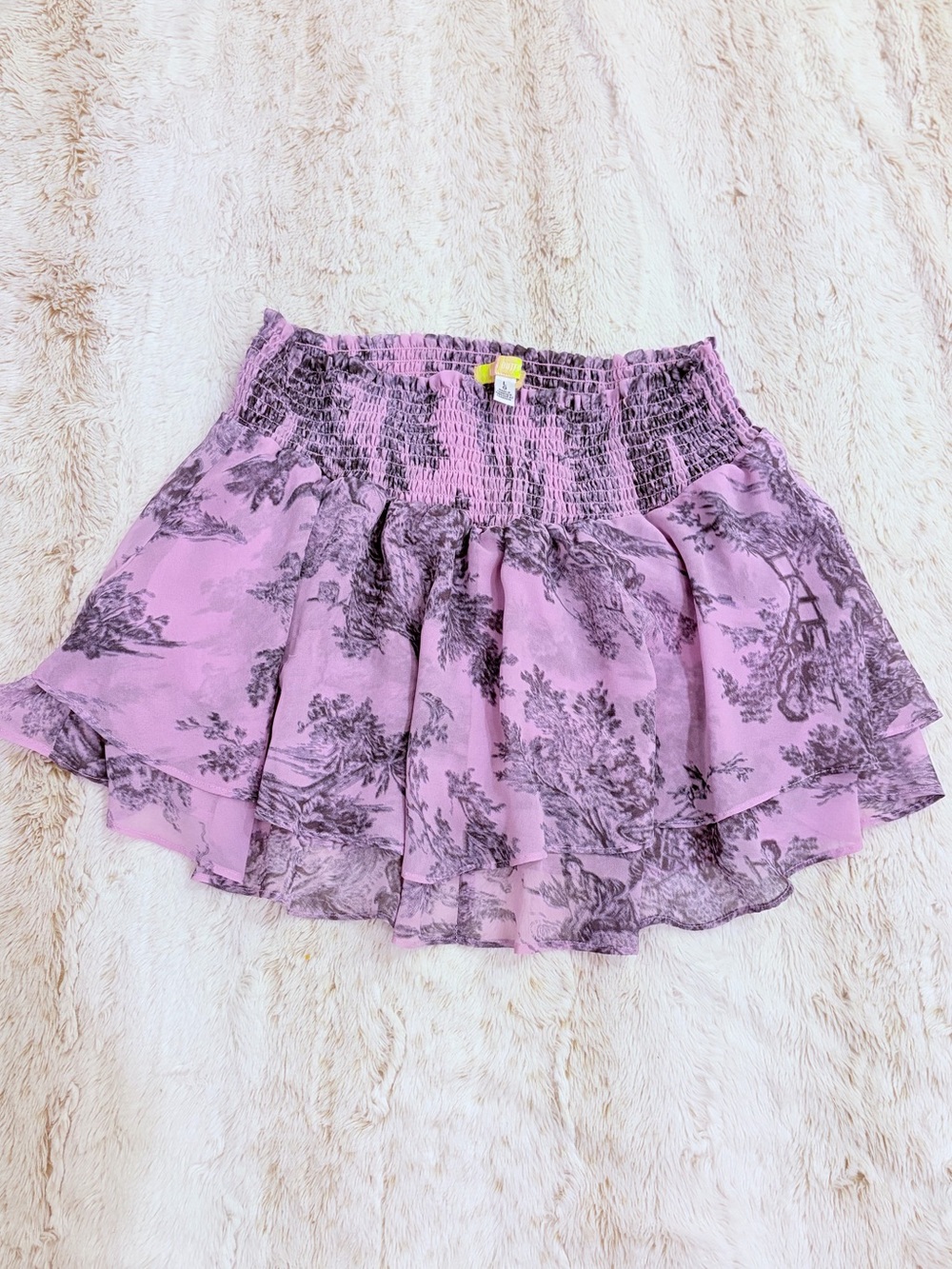 💜 Urban Outfitters Ciara Lilac Toile Ruffle Mini Skirt Y2K Fairycore Coquette - Picture 3 of 10